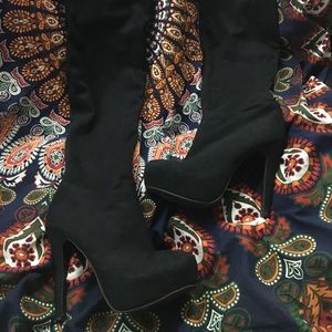 Platformed knee high/over knee boots